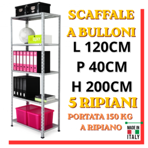 Scaffale a bulloni Bizzotto 120X40X200 - immagine 1