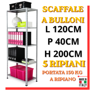 Scaffale a bulloni Bizzotto 120X40X200