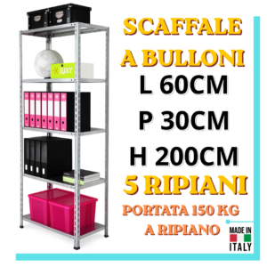 Scaffale a bulloni Bizzotto 60X30X200 - immagine 1