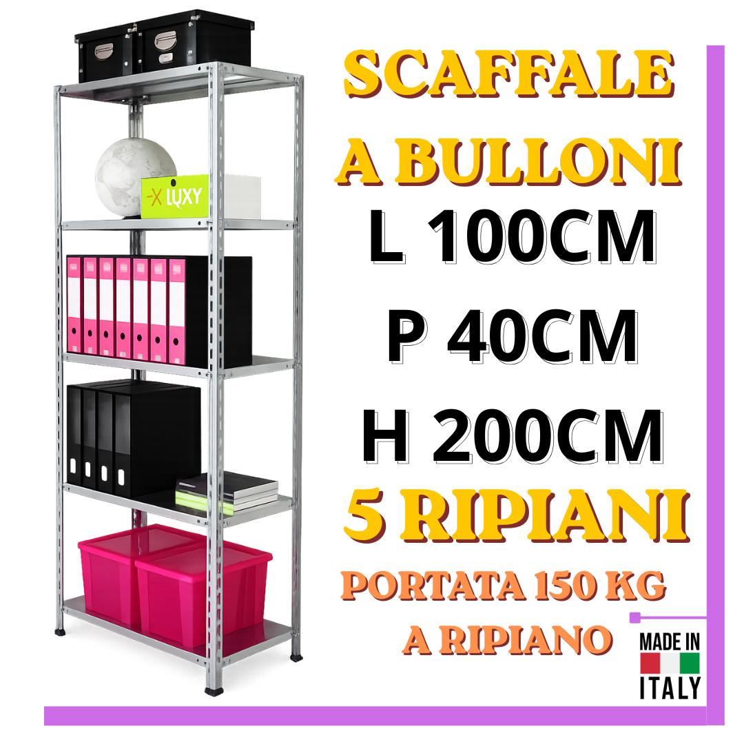 Scaffale a bulloni Bizzotto 100X40X200