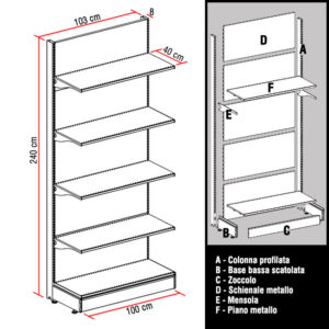 Scaffale Supermercato Trendy Market 103X40X200H GRIGIO - immagine 1